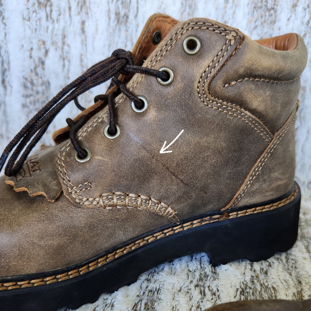 Ariat Brown Leather Lace-Up Boots - Picture 6 of 12